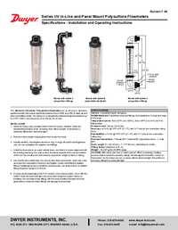 Thumbnail of document Manual - UV Ultra-View Polysulfone Flowmeter